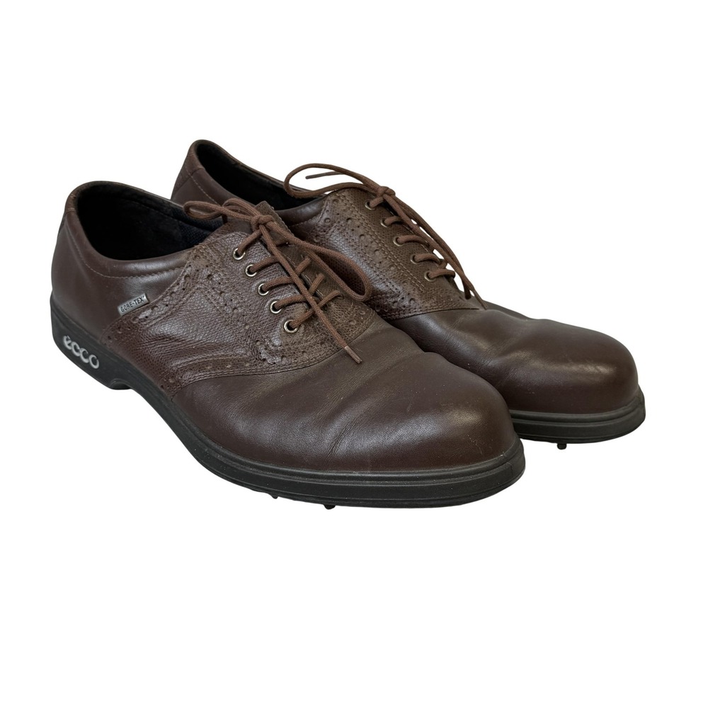 ECCO Golf Shoes Mens Size 13 Brown Leather Gore Tex Spiked Waterproof 202554